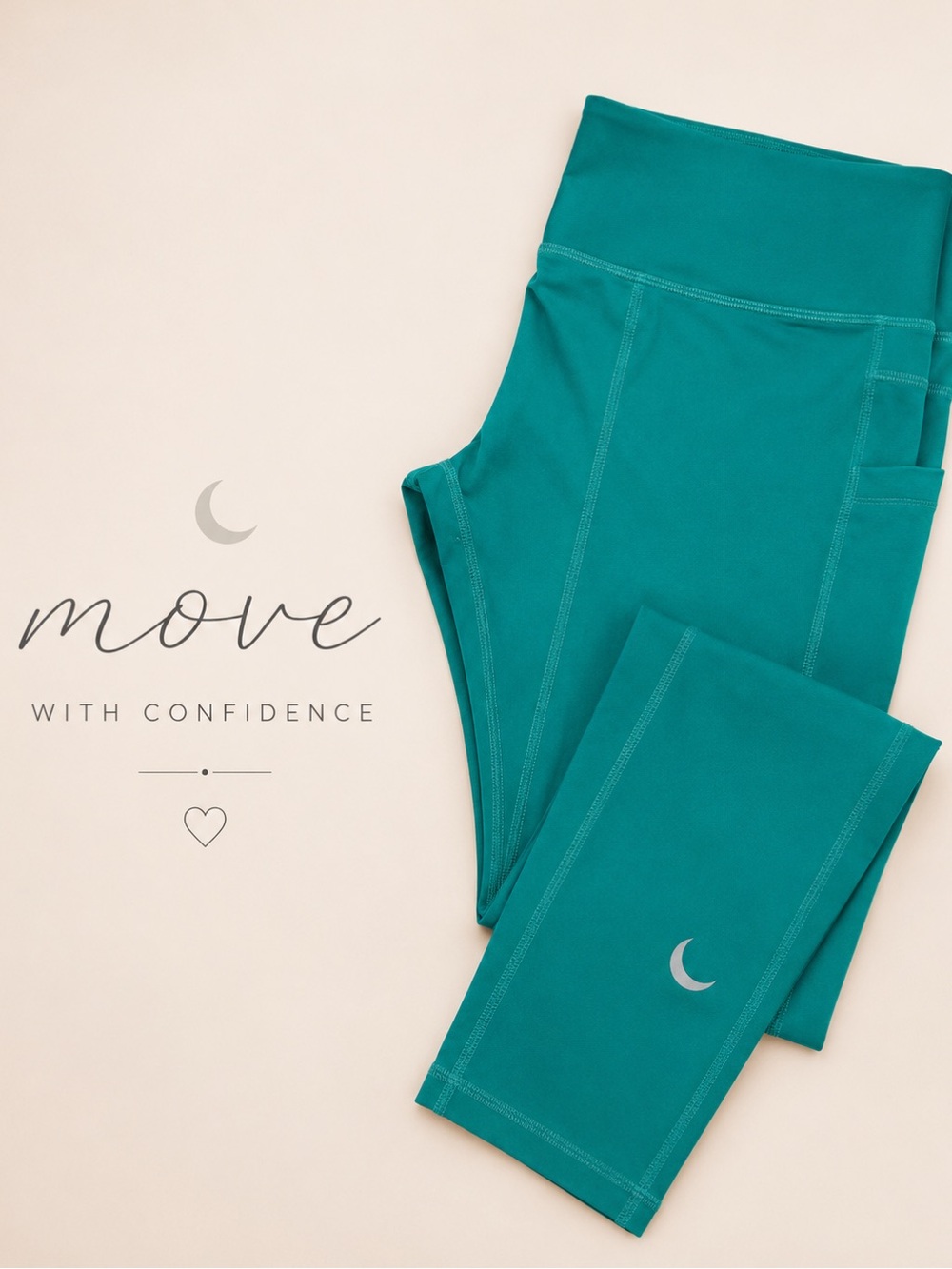 ZYIA | Teal High-Waist Leggings with Crescent Logo